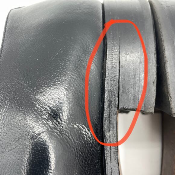 FLORSHEIM Mens Dress Shoes Size 9.5  Black Leather Slip On Loafer Tassel [FLAW] - Picture 9 of 10